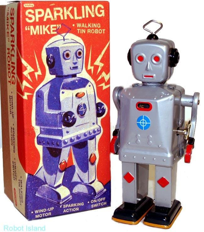 Sparkling Mike Robot Windup Tin Toy Robot - Etsy