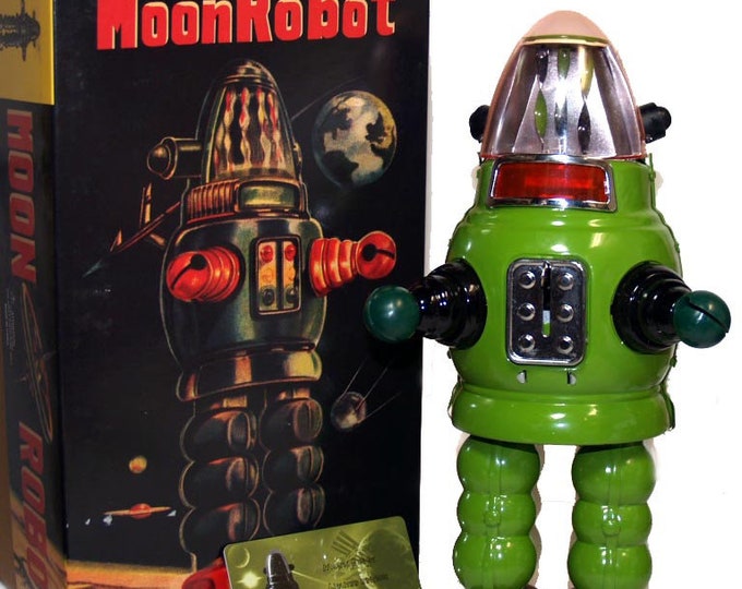 Robbie Moon Moon Robot Robby the Robot Tin Toy Windup Ribbon Robot Yonezawa Style ...