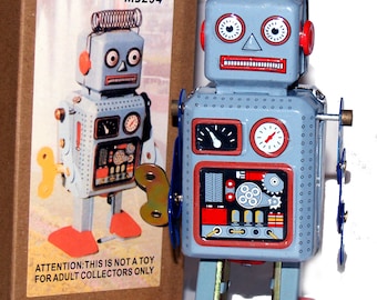 巨大なザスーラ限定版ロボット。ビンテージのゼンマイ巻き上げ式ブリキ