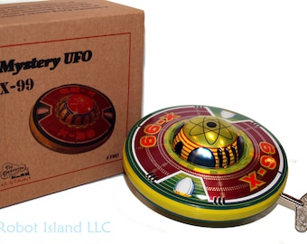 Flying Saucer UFO X-99 Mars Attacks Tin Toy Windup-SALE!