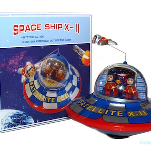 1950s Modern Toys Flying Saucer X-7 Kids Japanese Tin Litho 1950s Modern Toys Flying Saucer X-7 Kids Japanese Tin Litho