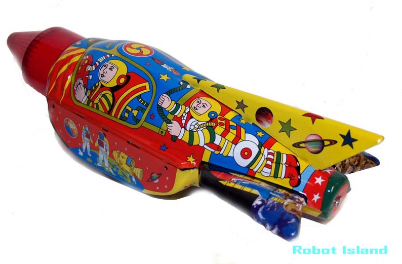 Rocket Tin Toy Space Commander Sparkling Friction Power SALE image 2