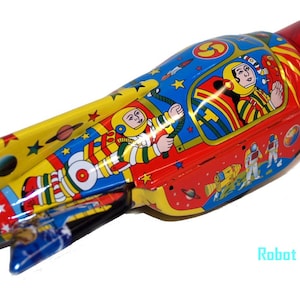 Rocket Tin Toy Space Commander Sparkling Friction Power SALE image 3