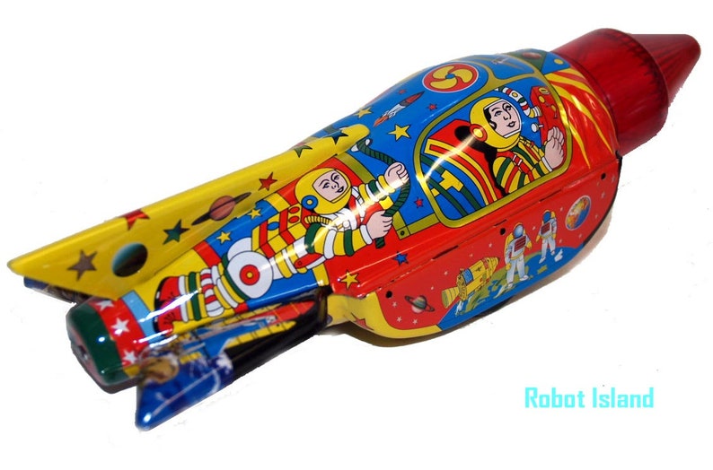 Rocket Tin Toy Space Commander Sparkling Friction Power SALE image 3