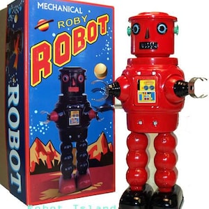 Robot R-35 Tin Windup meets Robby the Robot Red