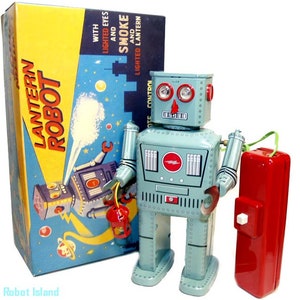Lantern Robot Tin Toy Powder Robot Battery Operated SALE!