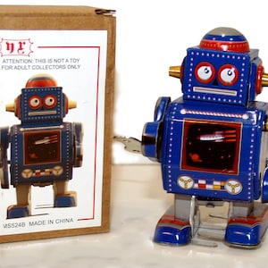 TIN TOY ROBOT Wind Up Retro Collectible Robot Blue Edition - Sale!