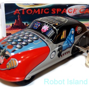 Robby The Robot Atomic Space Car Windup Tin Toy-SALE-USA SELLER