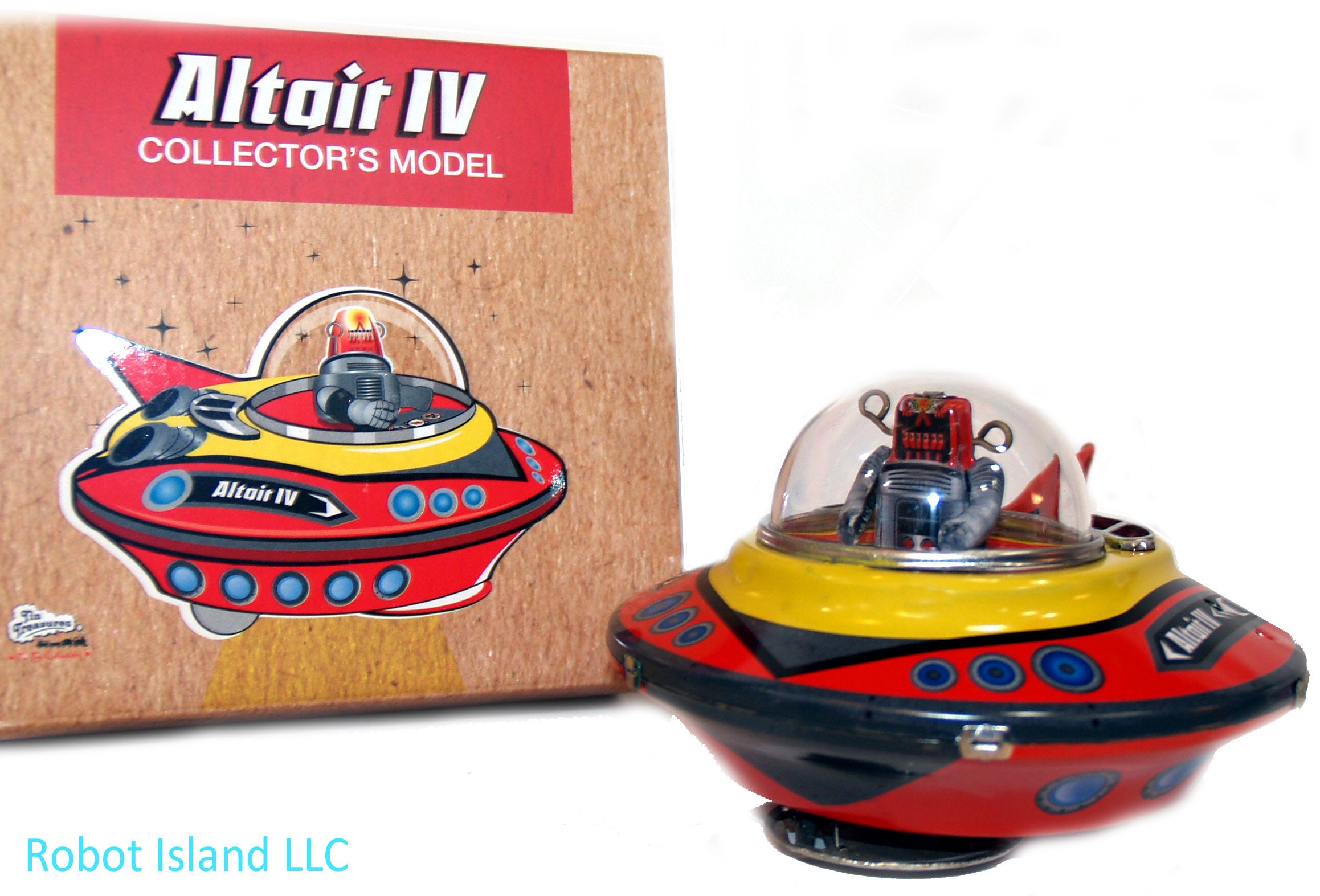 Flying Saucer Tin Toy Windup Set of 3 