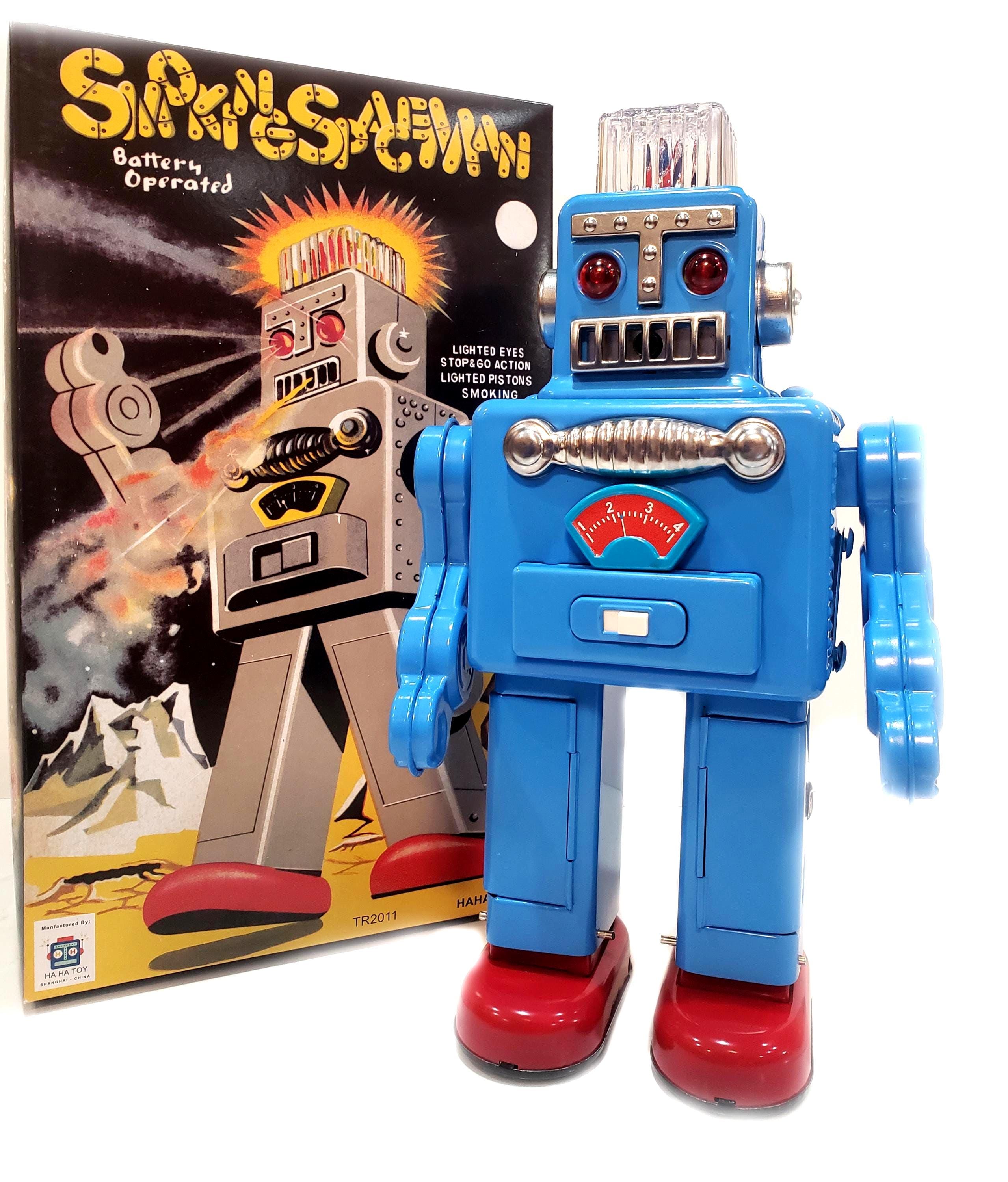 Smoking Spaceman Robot Tin Toy Blue Battery Operated - Etsy Smoking Spaceman Robot Tin Toy Blue Battery Operated - Etsy