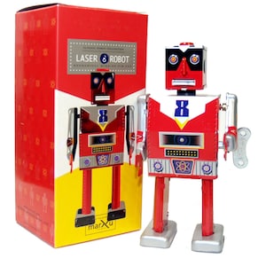 Laser 8 Robot Tin Toy Windup St. John Marxu-SALE-USA SELLER
