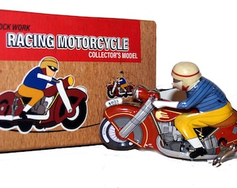 Blikken speelgoedopwindmotorfiets met spin-out NIEUW! - UITVERKOOP!