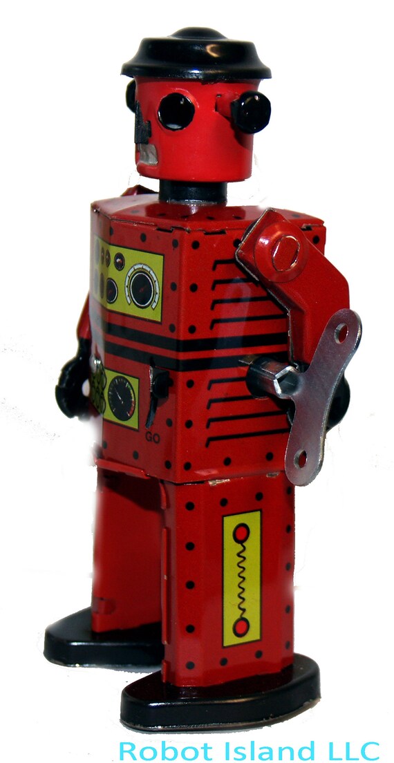  Manロボットオルゴール Atomic Robot Man Wind Up Tin Toy With Original Box Vintage