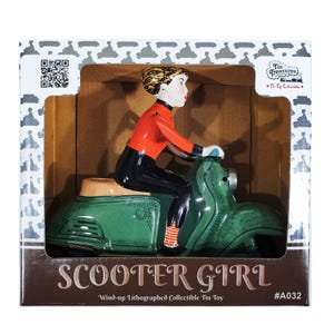 Tin Toy Scooter Girl - Girl on scooter - Scooter - Green - SALE!