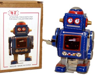 巨大なザスーラ限定版ロボット。ビンテージのゼンマイ巻き上げ式ブリキ