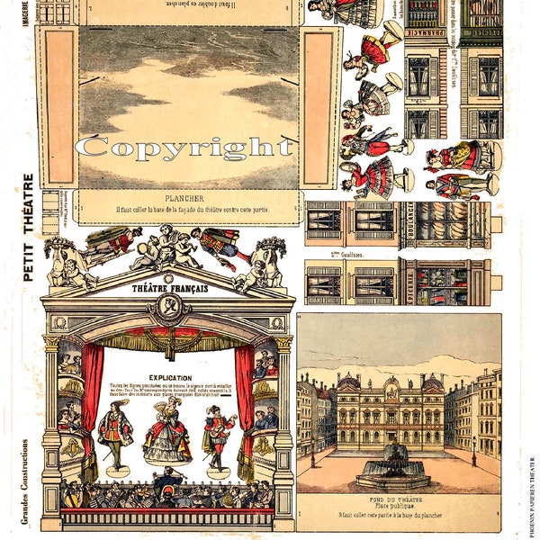 Antikes 'Petit Theater' Papierspielzeug Theater Diorama (#2) - Druckbares Bogen zum Schneiden, Zusammenbauen - DOWNLOAD
