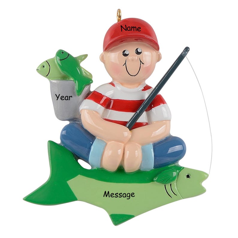 Gone Fishing Personalized Christmas Ornament, Custom Name Keepsake