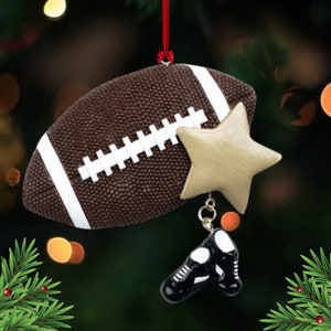 Football Star Christmas Tree Personalized Ornament, Football Player, Footballer, christmas 2025 gifts for him, coach gift, keepsake