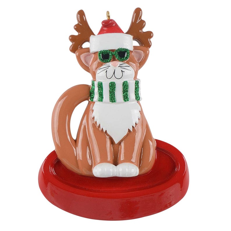 Cool Cat With Sunglasses Personalized Christmas Ornaments, Cats Lovers