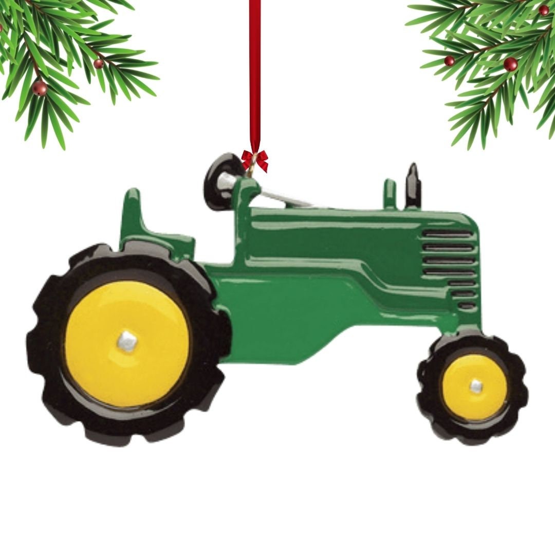 Green Tractor Personalized Christmas Tree Ornament 2023farm Etsy