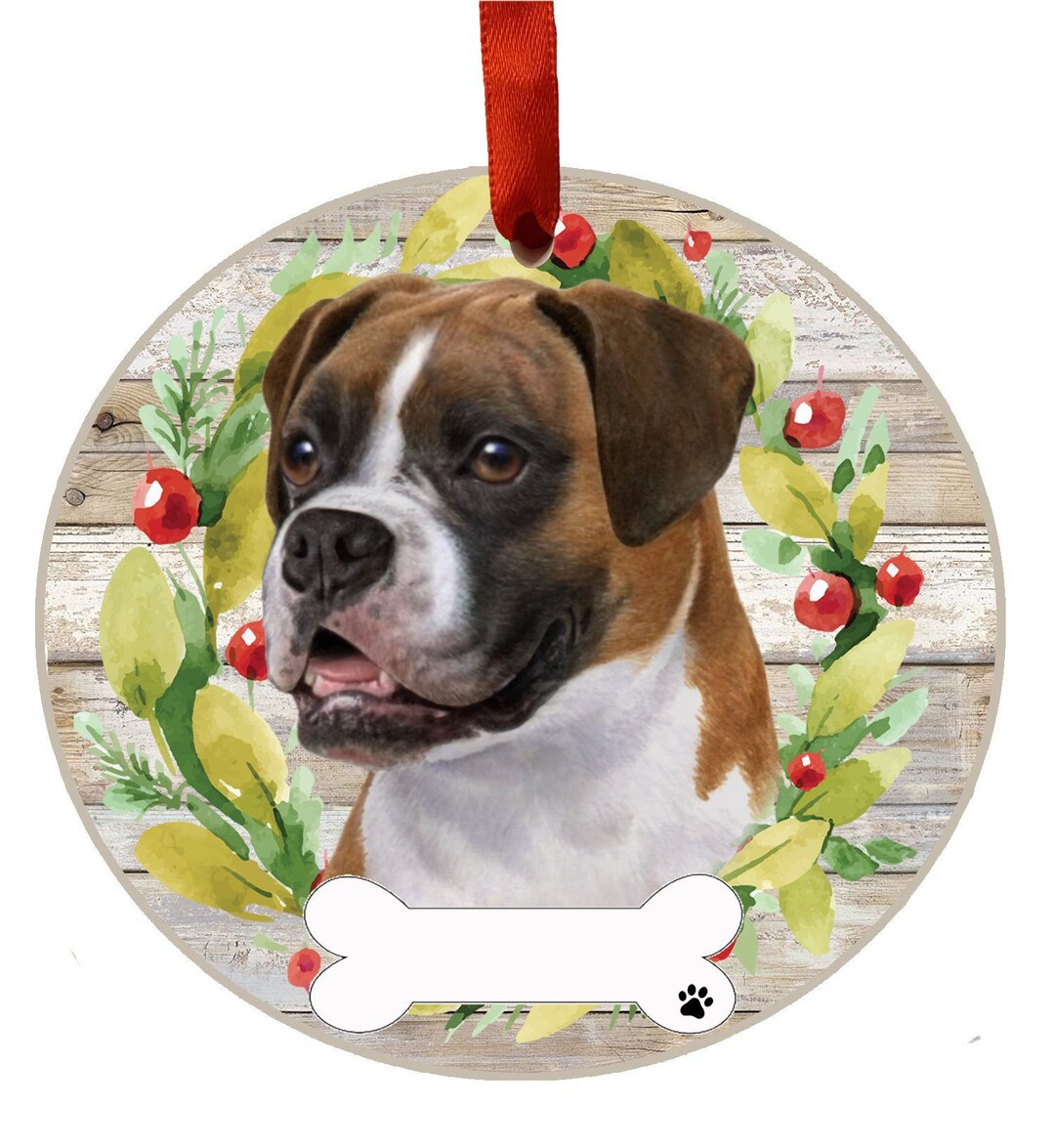 Boxer Dog Ornament, Custom Dog Ornament, Custom Christmas Ornament
