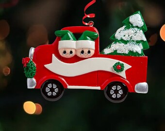 Personalized Red Truck Family Couple Christmas Ornament - Couple Ornaments - Christmas Tree Ornaments Ornaments Gifts-christmas caravan 2023