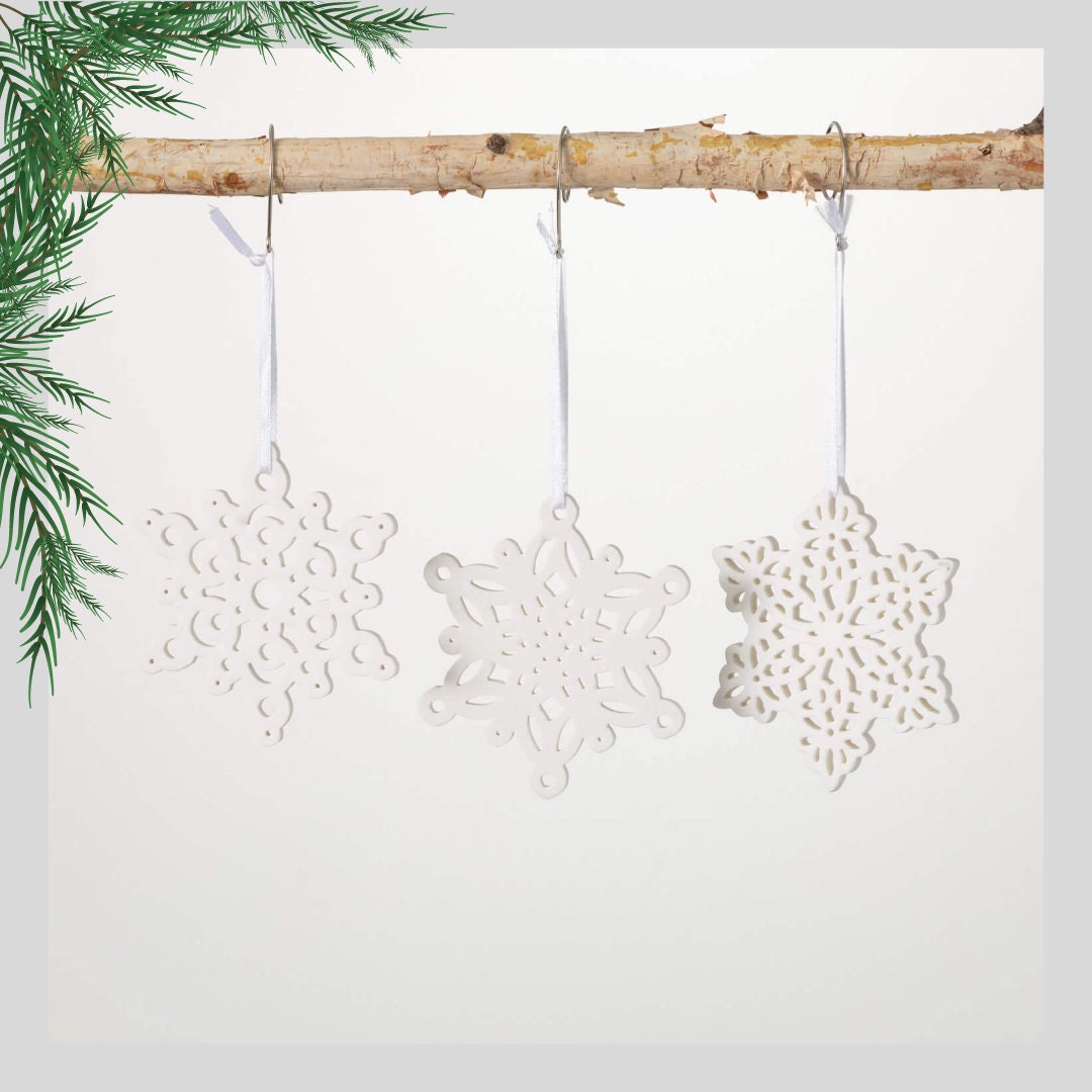Porcelain Ceramic Snowflake Ornaments - Pack of 12 Blank Glazed White  Ceramic Snowflake Ornaments Ready to Decorate Paint and Personalize by  Factory