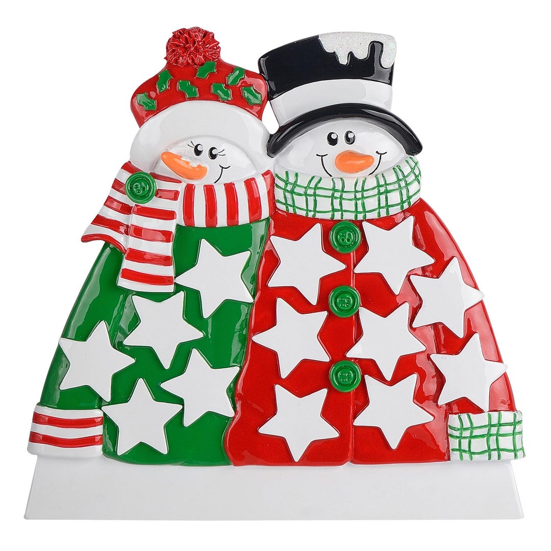 Country Snow Couple Table Top Personalized Christmas Ornament, 2024