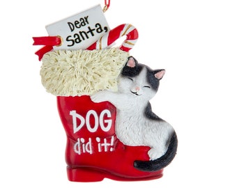 CAT HUGGING Santa Boot Ornaments, Ornaments Gifts, Personalized Gifts, Ornaments 2024, Cat Lovers, Gifts for her