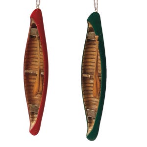 Wooden Canoe personalized christmas ornament, custom name keepsake ornament, Canoe wooden ornament, Green Canoe, Red Canoe with paddle 2025