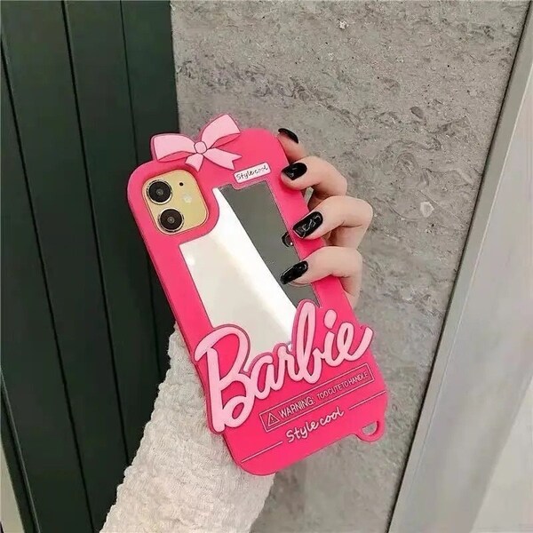 Barbie silicone pink mirror phone case