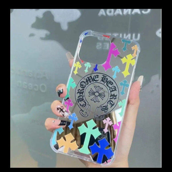 Chrome hearts colorful mirror crosses phone case