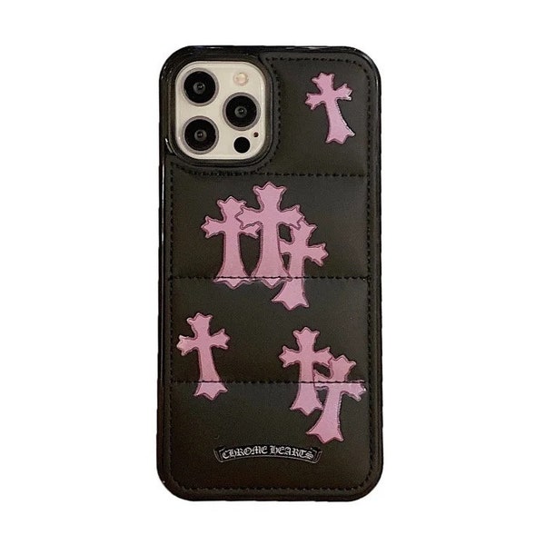 Chrome hearts pink puffer crosses phone case