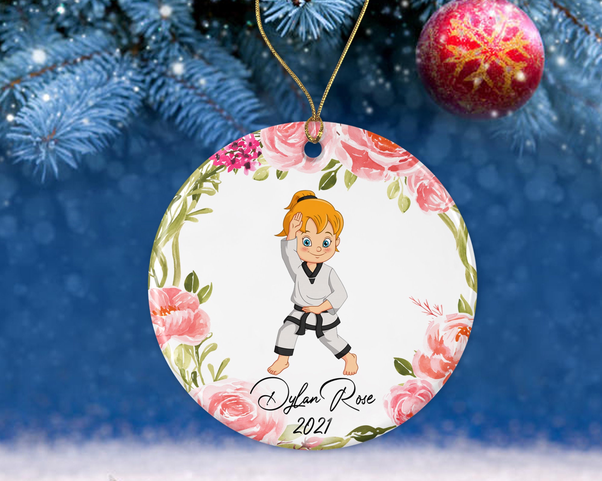 Girls Karate Christmas Ornament 2021 Christmas Ornament Gift Etsy UK