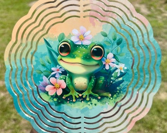 Frosch 20 cm Windspiel, Gartendekoration, Blume, Frosch, Sublimation