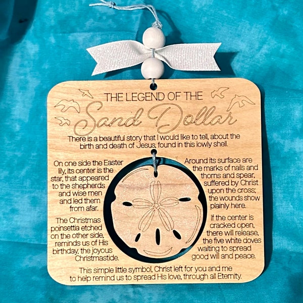 Legend of the Sand Dollar ornament, Story of Jesus, Religious gift, Beach ornament