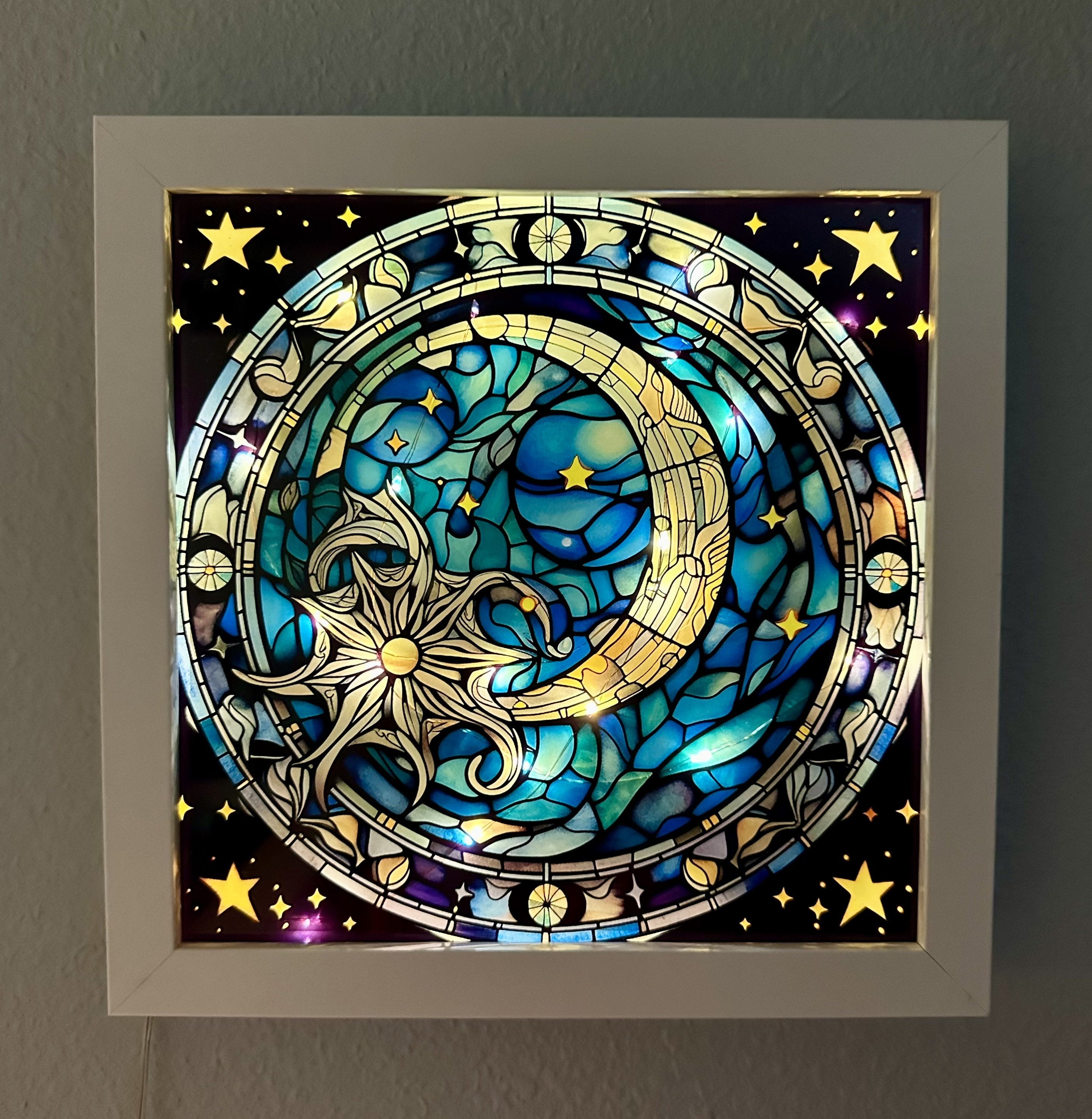 Moon and Star Shadow Box, Celestial, Wall Hanging, Tabletop Display - Etsy