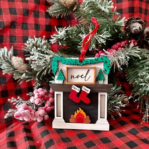 Personalized ornament Fireplace with stockings,  Christmas Stockings ornament, Personalized stockings,  Keepsake ornament, family gift