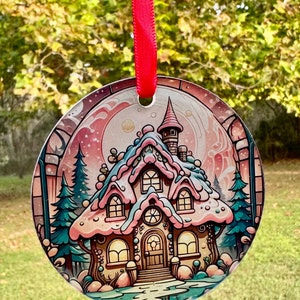 Gingerbread house glass ornament, stained glass gingerbread , Christmas ornament