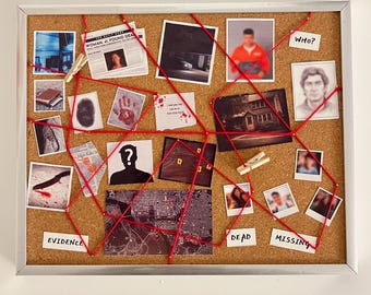 Murder Evidence Detective Board Wall Decor/ Unique variants / 8" x 10" / True crime mystery fan gifts / Handmade