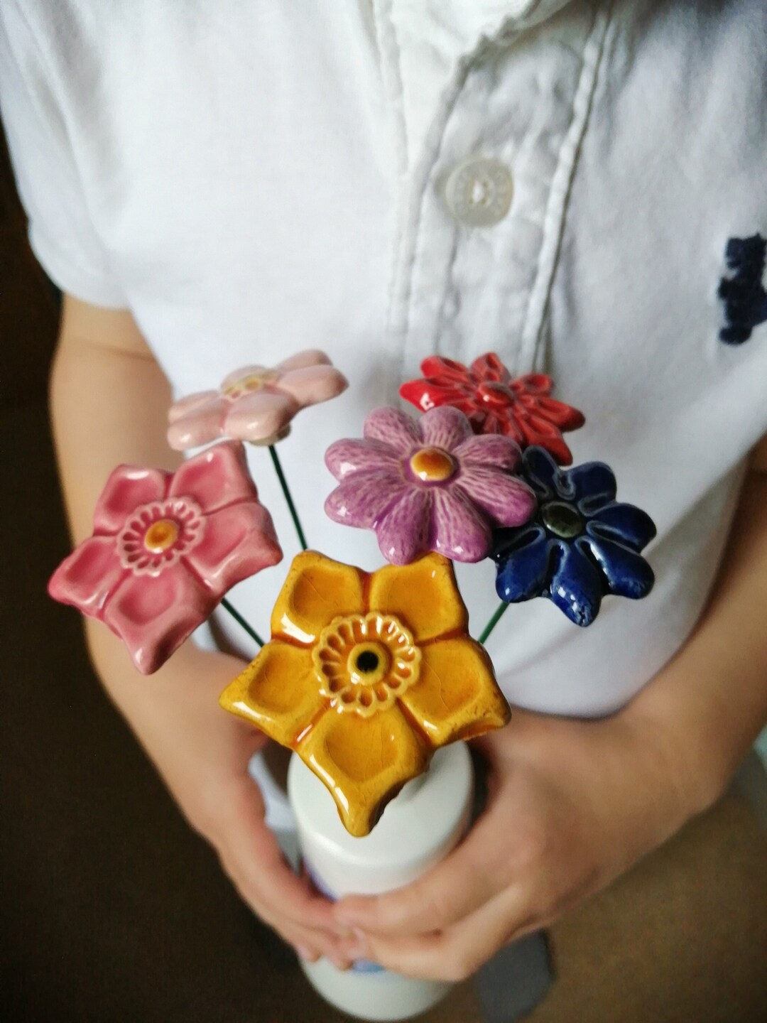 LARGE Ceramic Flower Garden Decoration, Pot Plant Decorations, Fairy