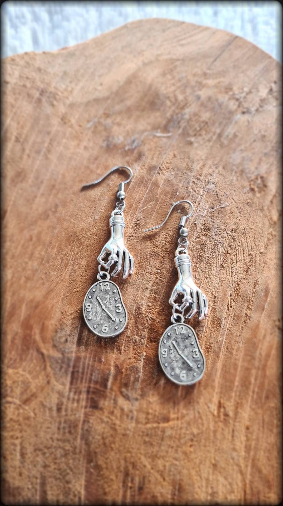 Boucles D'oreilles Cabochon De Verre Motif Horloge - Multicolore - Dormeuses - Neuf Sans Emballage