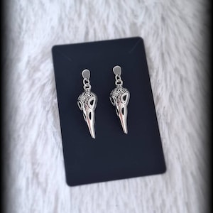 Handmade silver raven earrings