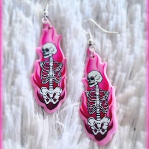 Handmade acrylic skeleton earrings