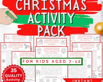 Christmas Activity Pack for Kids: Christmas Word Search, Mazes, Crosswords (Printable PDF)