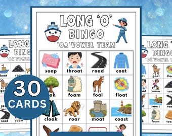 Long O Learning Game -  'OA' Vowel Team Bingo for kids Teach kids Long o Sounds with Bingo Kids Activities Grade 1 Grade 2