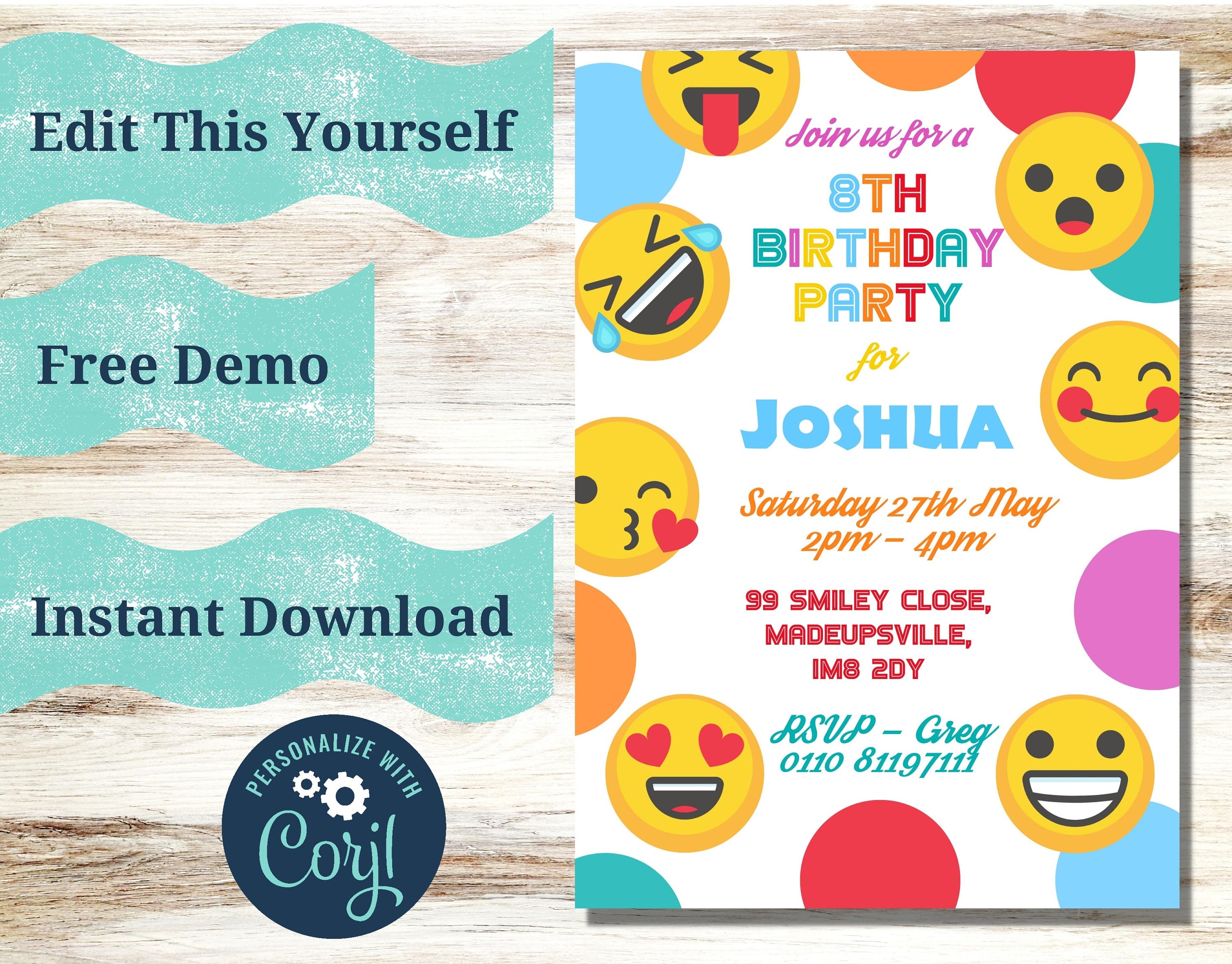 Emoji Texte Invitation Etsy France