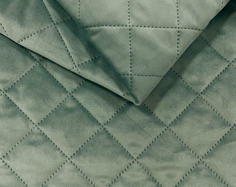 Velour Trapuntato Diamond 5x5 Mint Upholstery Fabric al metro