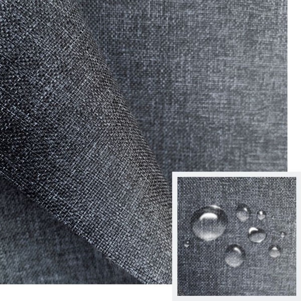 Tissu Imperméable Imitation Lin - Gris