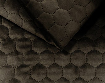 Quilted Velour Hexagon Espresso Upholstery Fabric by the meter